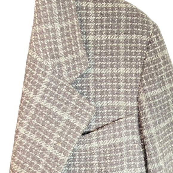 Vintage Mondi 36 Women's Wool Plaid Blazer Brown & Gray Oversized Back Belt - Picture 4 of 12
